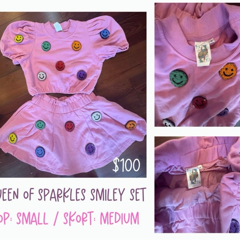 Queen of Sparkles Purple Smiley Skort Set